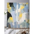 thumbnail image 3 of Abstract Color Block Sheer Curtains 96 Inches Long 2 Panels Blue Yellow Geometric Modern Art Light Filtering Semi Sheer Window Curtains Drapes for Bedroom Living Room 52"x96", 3 of 7