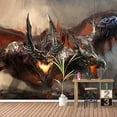 thumbnail image 3 of IDEA4WALL 4pcs Dark Evil Dragon Peel and Stick Wallpaper Removable Wall Murals Large Wall Stickers for Home Decoration, 66"x24", 3 of 5
