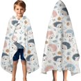 thumbnail image 3 of Cute Hedgehog Pattern Hooded Bath Towel，60"x35" for Ages 3 To 12 Kids, Quick Dry Lightweight Soft Microfiber Hood Beach Towel Cover Up for Kids, 3 of 7