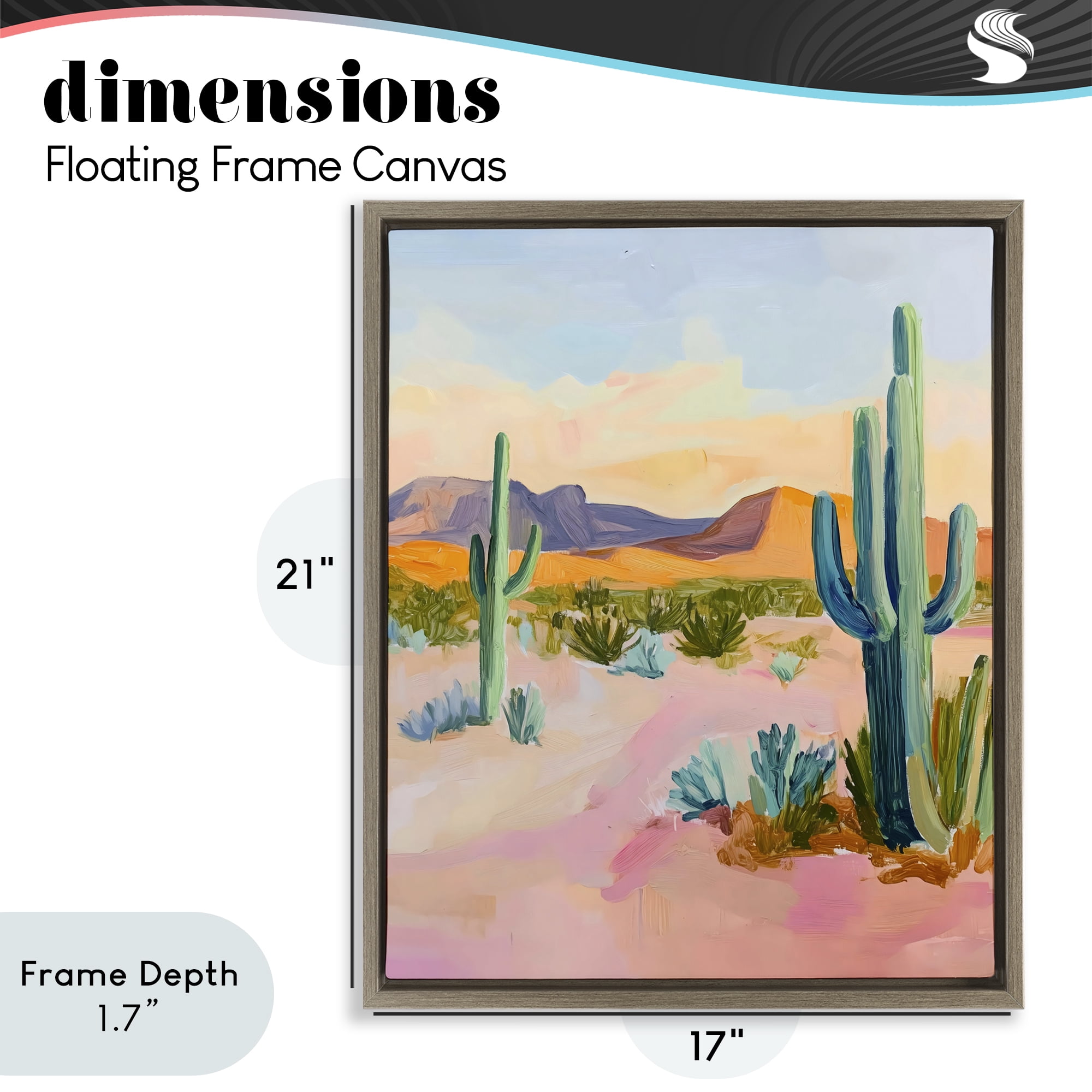 Stupell Industries Cactus Desert with Soft Sunset Brown Framed Floater Canvas Wall Art, design by The Prints Vibe