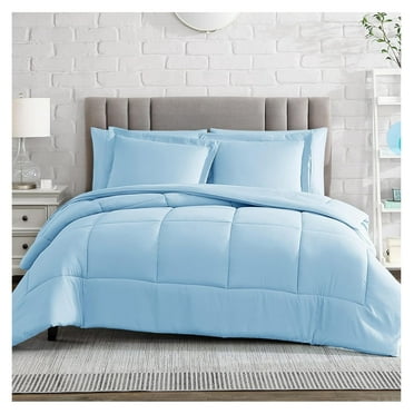 saney Comforter Set, Medium Weight - Down Alternative - Ultra Soft Microfiber - Full/Queen Size 3 Pieces Set with 1 Comforter and 2 Pillow Shams (Full/Queen, Light Blue)