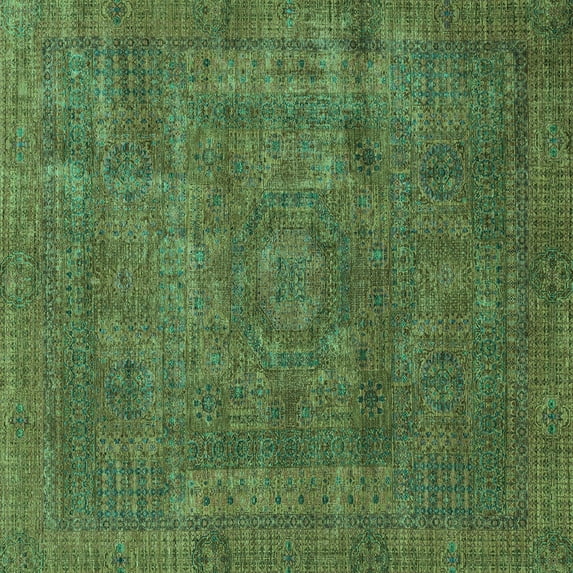 Ahgly Company Machine Washable Indoor Square Abstract Turquoise Blue Modern Area Rugs, 5' Square