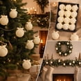 thumbnail image 4 of 12 Pcs Flocked Bow Christmas Ball Ornaments 2.36 in Cream Velvet Tree Hanging Bulbs Decorative Set for Holiday Party Decor, 4 of 7