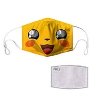 Pikachu Kawaii Eyes Reusable Fabric Face Mask w/ P2.5 Activated Carbon Filter