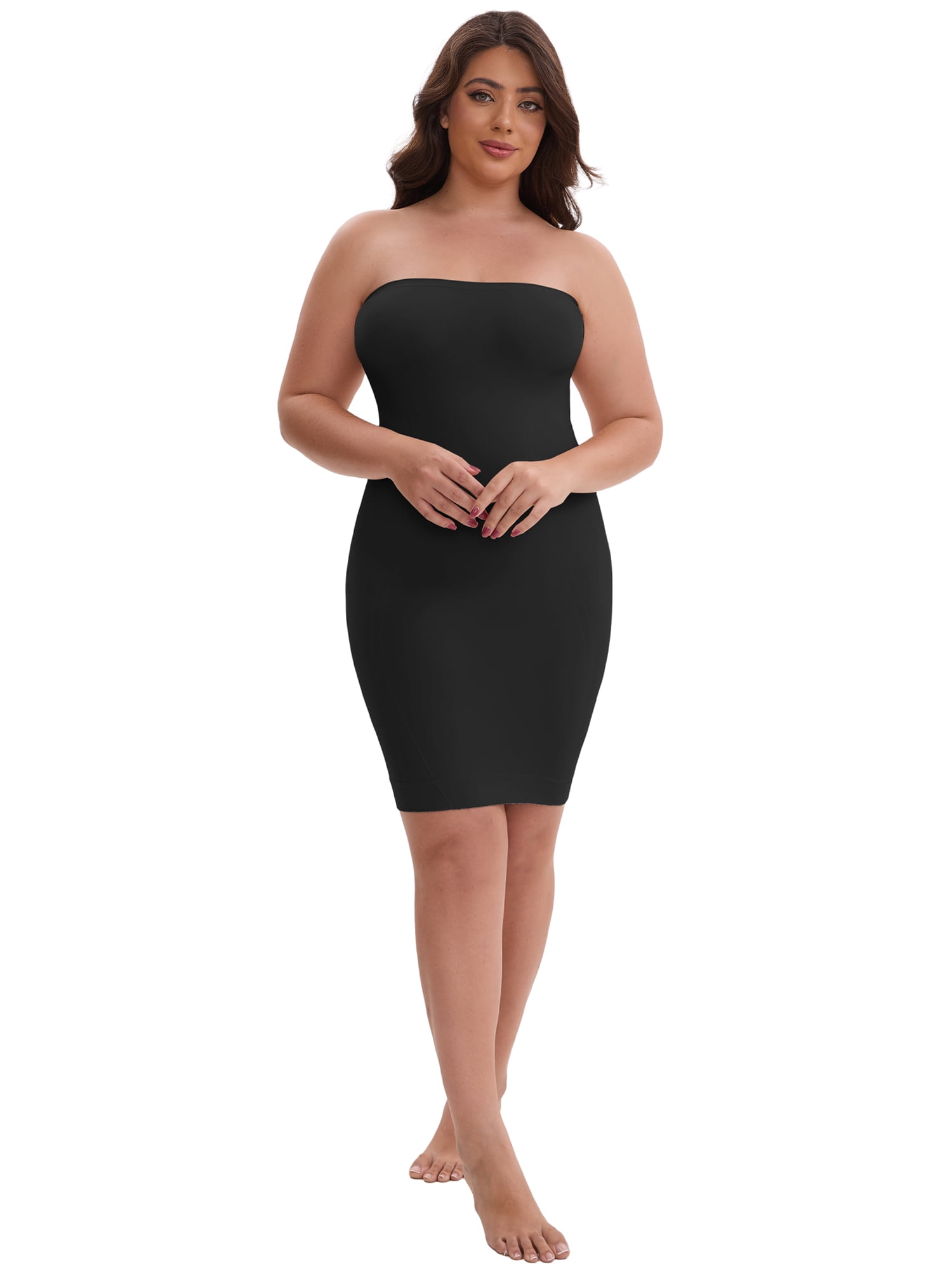 DARING DIVA Women's Push-Up Strapless Bandeau Tummy Control Slip XXL Black