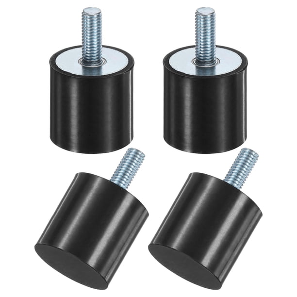 Uxcell 4-Pack Montajes de Caucho con Pernos M10 x 25mm Macho D40mmxH40mm