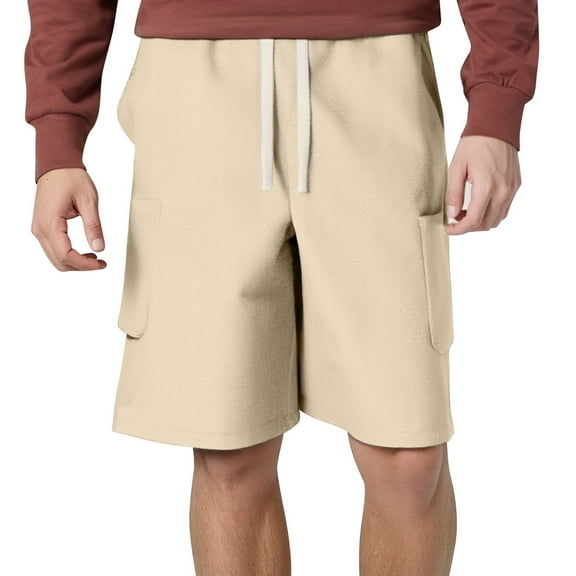 Youmylove Mens Shorts Versatile Mens Casual Shorts Mid Waist Cargo Short Pants Pocket Fashion Solid Color Loose Shorts Daily Casual Shorts