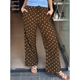 thumbnail image 6 of Polka Dot Pants Women Y2K Print High Waisted Drawstring Wide Leg Pants Vintage Boyfriend Pants Dark Brown M, 6 of 9