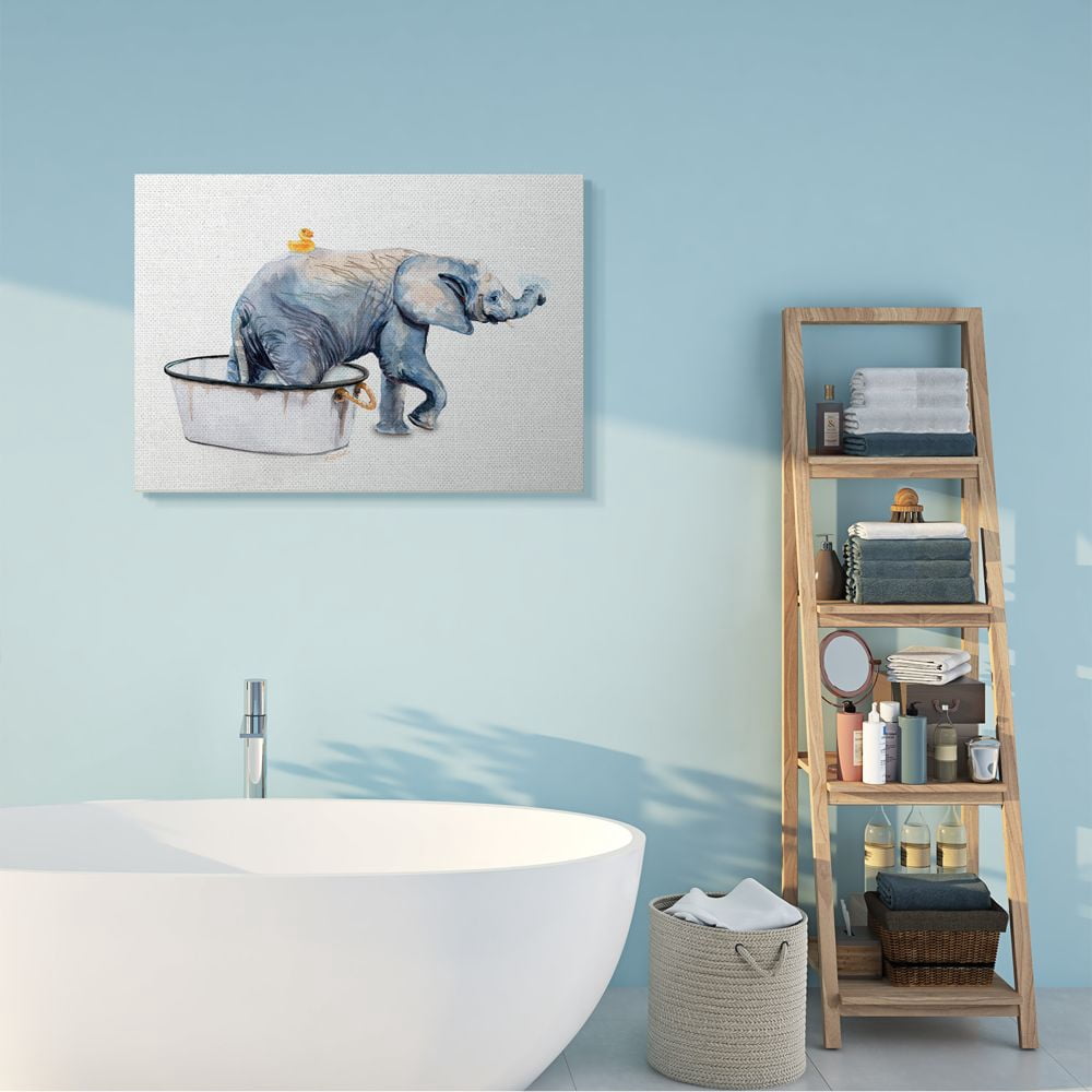 Stupell Industries Charming Rustic Elephant In Bubble Bath Painting Designed by Jennifer Redstreake