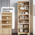 thumbnail image 6 of Ktaxon Rattan Bathroom Storage Cabinet,  Wooden with 4 Doors and Adjustable 6 Shelves for Kitchen Living Room, Natural, 6 of 12