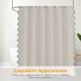 thumbnail image 4 of Dznils Black Scalloped Boho Shower Curtain with Hooks, Water-Repellent Thick Linen Fabric Bathroom Curtain, Beige, 72" x 72", 4 of 7