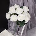 thumbnail image 4 of Rosas artificiales Jasion, ramo de 10 cabezas de seda, color blanco, 4 of 7