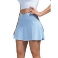thumbnail image 3 of Gustave Women's Tennis Skirt with Shorts Pocket Crossover High Waisted Quick Dry Athletic Skorts Skirts Casual Pleated Golf Skirts for Workout Running Pickleball - Blue, L, 3 of 7