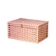 thumbnail image 2 of Cesta de almacenamiento con tapa, cesta multiusos con marco de madera tejida. rosa, 2 of 9