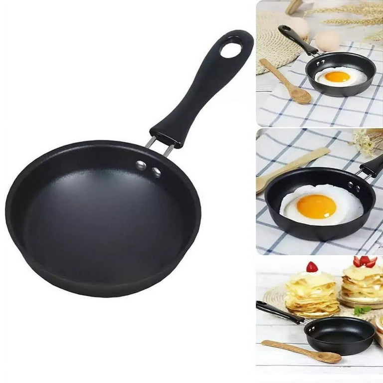Mini Frying Pan Stainless Steel Prevent Stick Induction Pot Round Breakfast  Small Fry Egg Pan With Long Handle 12cm