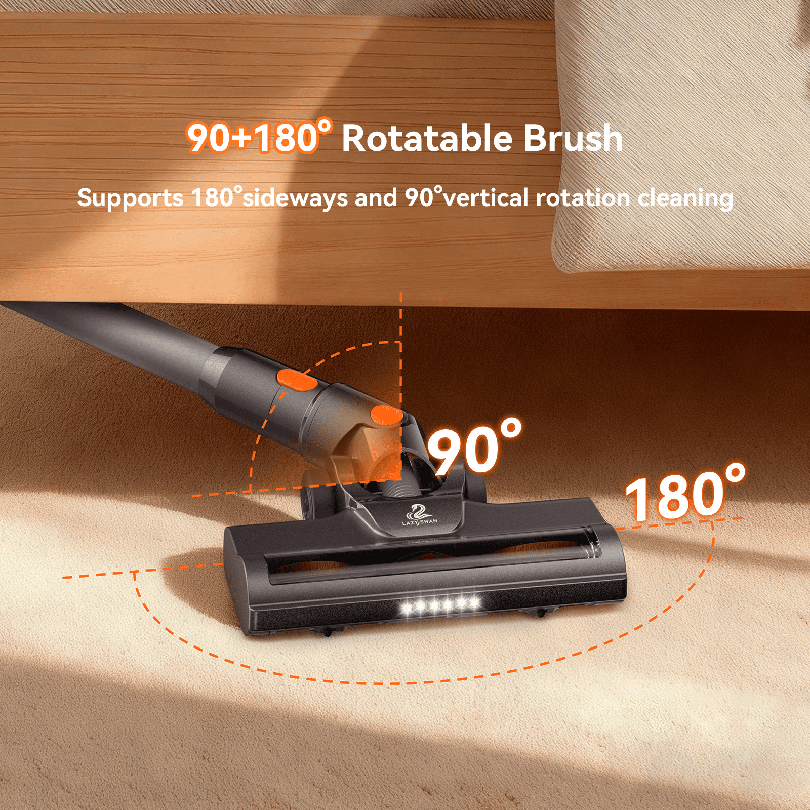 Lazyswan Cordless Vacuum Rechargeable Stick Vacuum Lightweight for Carpet Hardfloor Pet Hair Home, LS-S1