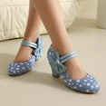 thumbnail image 7 of Women Polka Dot Mary Jane Bow Pumps Block Heels, 7 of 7