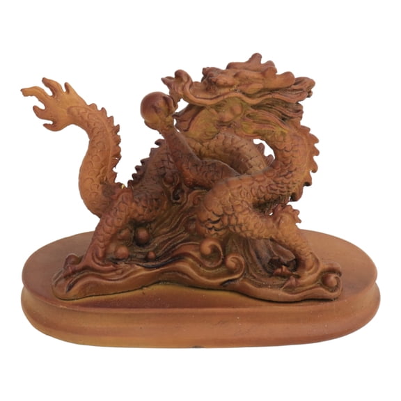 5" Wooden-Like Feng Shui Chinese Imperial Dragon Statue for Year of the Dragon 2024