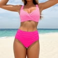 thumbnail image 2 of nerohusy Two Piece Modest Bathing Suits for Women High Waisted Tummy Control Push Up Swimsuits,Pink,XXL, 2 of 7