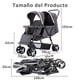 thumbnail image 2 of Carriola Doble, Carriola Doble para Gemelos, Ajustable en 3 Posiciones, Arnés de Seguridad de 5 Puntos, Reposapiés Ajustable, Fácil de Plegar, Toldo con Ventanilla, 95*50*103cm (Gris), 2 of 9