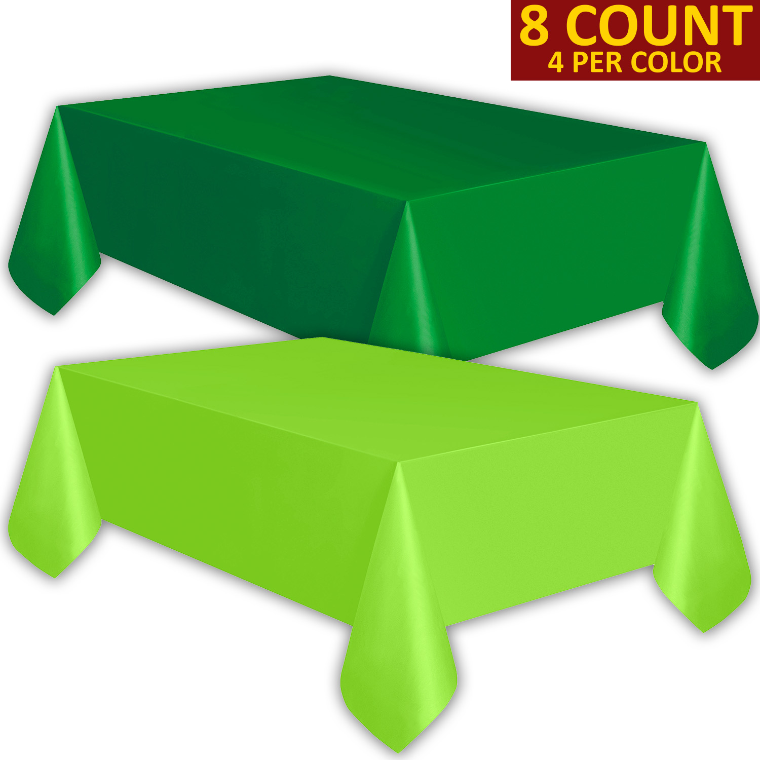 8 Plastic Tablecloths Emerald Green and Lime Green Premium
