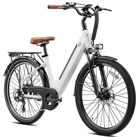 YareYi Electric Bike for Adults 26”, 500W Rated Motor Ebike for Woman, 468Wh Removable Battery, 7 Speed Step-thru Electric Bicycle with Rear Shelf UL2849