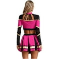 thumbnail image 2 of TiaoBug Women Cheer Leader Uniform Dance Cheerleading Costume Long Sleeve Crop Top with Mini Skirt Hot Pink XL, 2 of 5