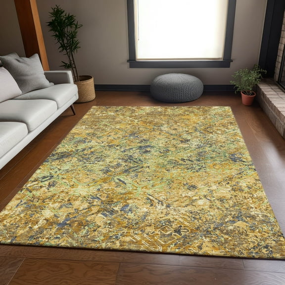 Addison Rugs Chantille Indoor/Outdoor Transitional Diamond Gold Washable Rectangle Rug, 5' x 7'6"
