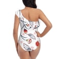 thumbnail image 6 of Yiaed Tulips Flowers Print Women One Piece Swimsuits Tummy Control One Shoulder Bathing Suits Pattern Ruffle Swimwear-Medium, 6 of 8