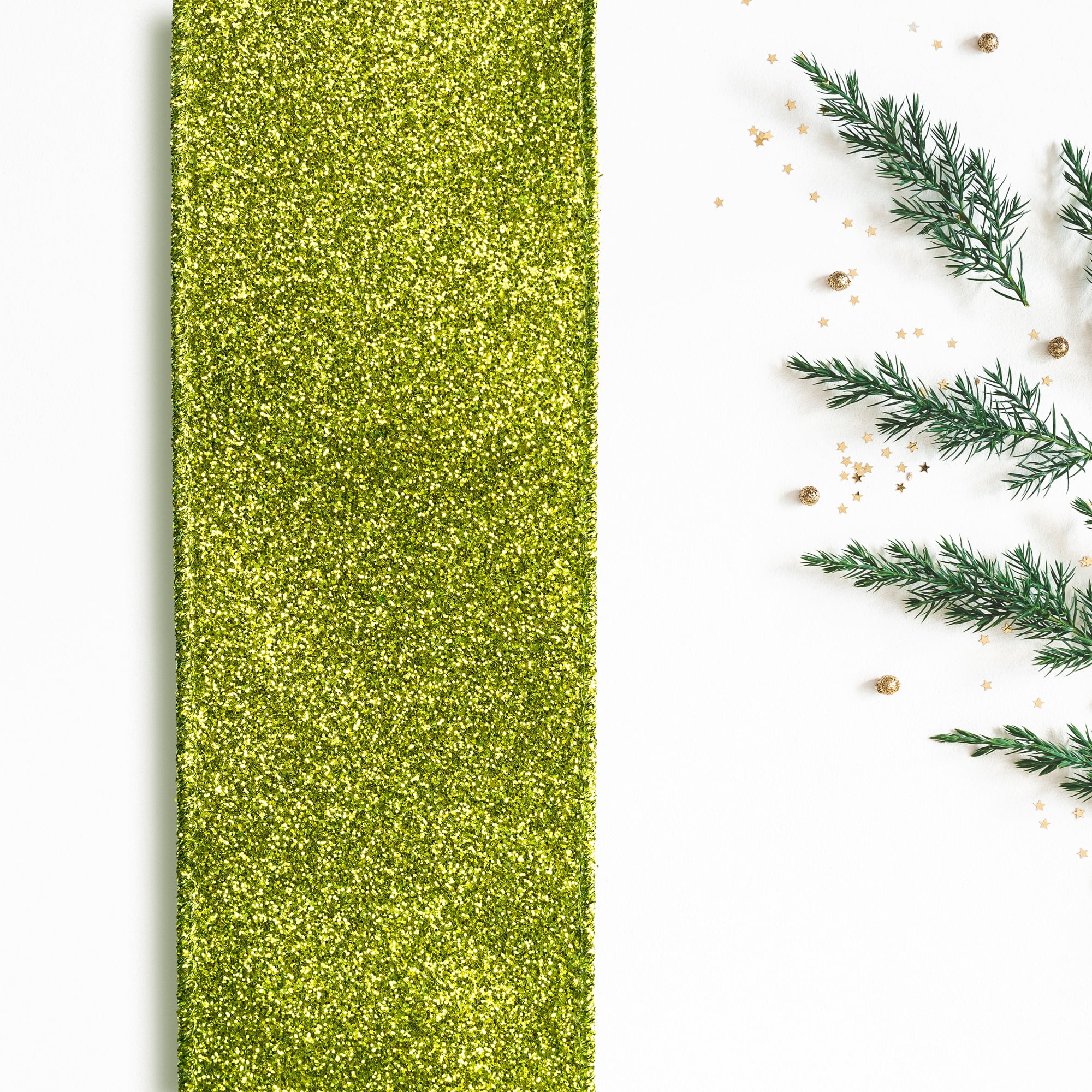 Northlight Club Pack of 12 Lime Green Solid Shimmering Wired Christmas Craft Ribbons - 2.5" x 120