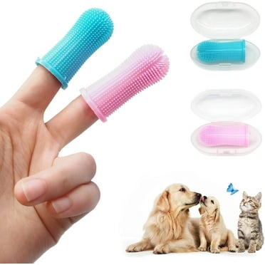 Dog Finger Toothbrush, 2PCS Toothbrush with Storage Case, Dog Teeth Cleaning Finger Brush, Silicone Teeth Cleaning, Dog Cat Puppy Toothbrush