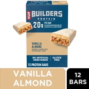 CLIF BUILDERS Protein Bars Vanilla Almond Flavor, Plant Protein, Gluten Free Bars, 12ct