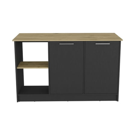 CoSoTower Kitchen Island Padua, Kitchen, Black / Macadamia