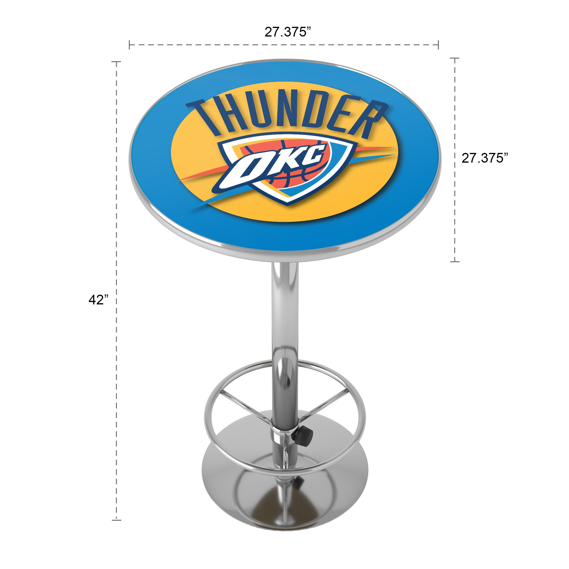 Oklahoma City Thunder Logo Bar Table with Adjustable Footrest and Acrylic Top