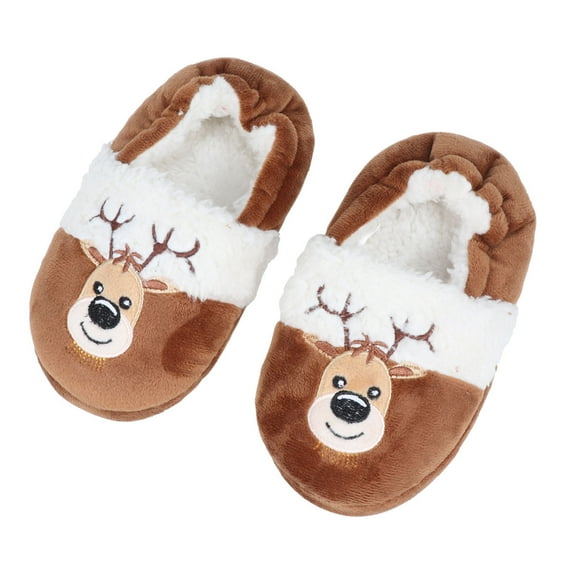 LABSERRON 1 Pair Kids Home Slippers Boys Round Toe Cotton Tpr Non-slip Warm for Indoor Shoes