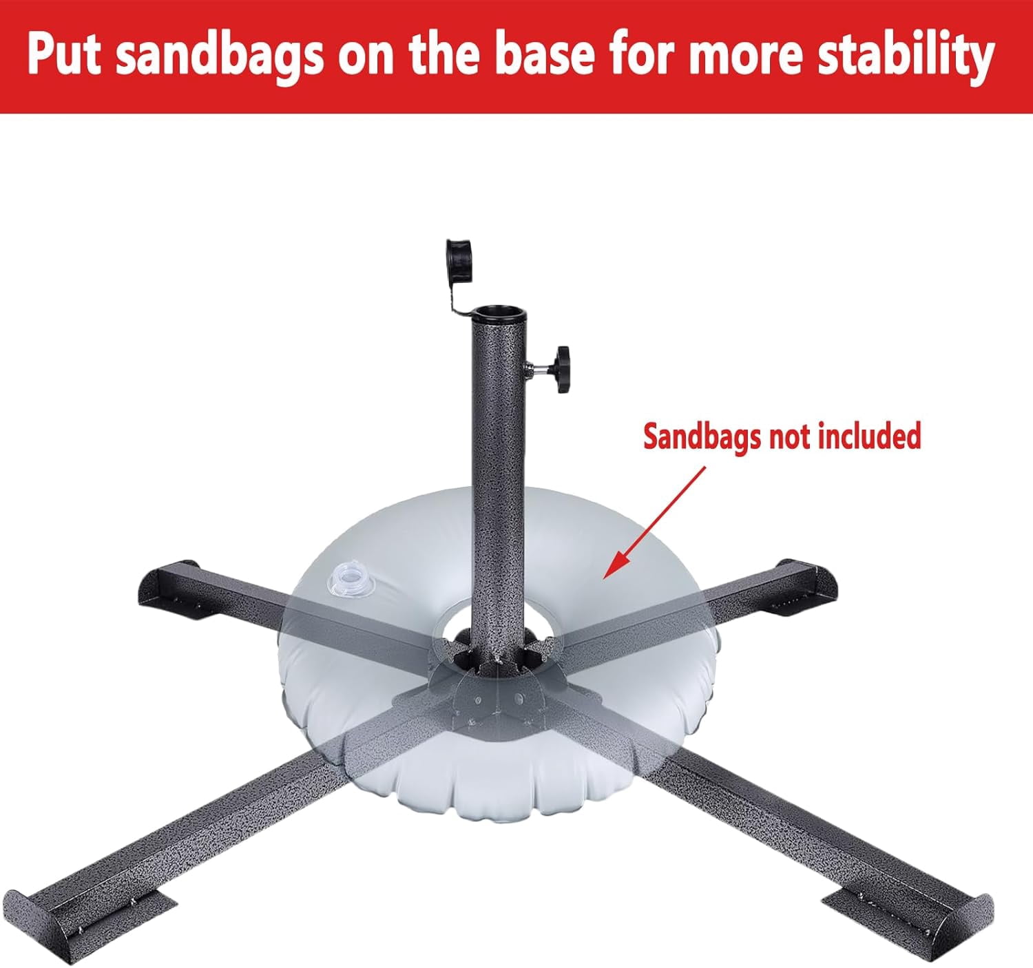 Patio Umbrella Base Holder, Foldable Sun Shade Anchor, Portable Beach Umbrella Stand, Adjustable Heavy Duty Iron Base, Outdoor Parasol Support