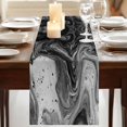 thumbnail image 3 of Table Runners 70 Inches Long Dress Scarves, Black Marble Farmhouse Coffee/Dining/Kitchen Table Decor, Holiday Table Runner, Vintage Abstract Grey Fluid Aesthetic 13x70 Inch, 3 of 9
