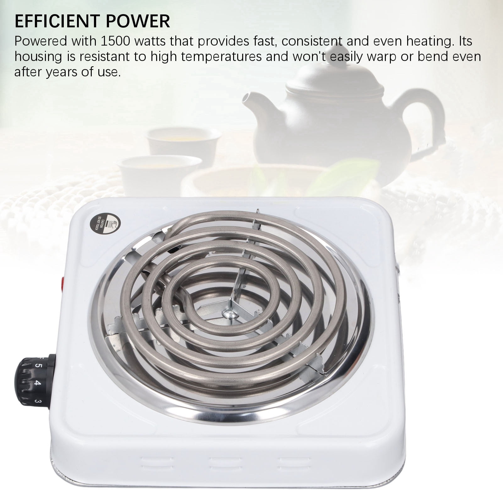 M Buder Electric Single Burner 1500W Countertop Single Coiled Burner Hot Plate with Adjustable Temperature Control, Portable Stove for Coffee and Tea