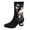 Black, variant on Oyedens High Heels Mid Calf Boots for Women Black Ethinic Embroidered Suede Womens Short Dress Boots