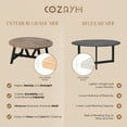thumbnail image 3 of COZAYH Rustic Farmhouse Round Coffee Table with Geometric Base for Living Room, 3 of 12