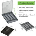 thumbnail image 2 of Silverware Container with Removable Lid, Countertop silverware holders Plastic Silverware Tray for Drawer, 5 Compartments Flatware Organizer (Grey), 2 of 6