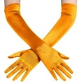 thumbnail image 2 of Long Opera Party 20s Satin Gloves Stretchy Adult Size Elbow Length,Orange, 2 of 4