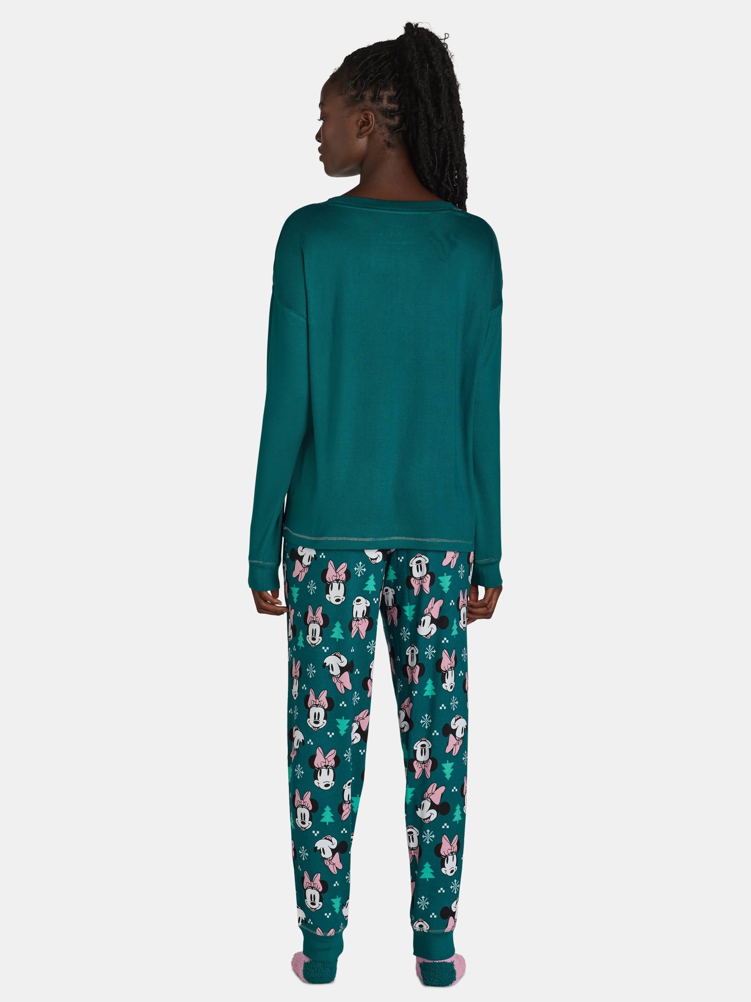 Disney Women's Minnie Mouse Lounge Top and Pants with Socks Set, 3-Piece, Sizes XS-3X