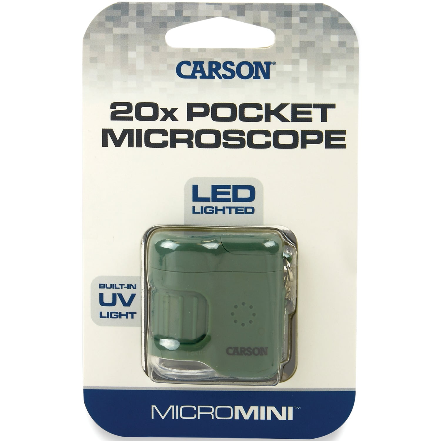 Carson MicroMini™ 20x LED Lighted Pocket Microscope with Built-In UV and  LED Flashlight, Green 