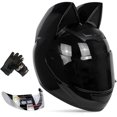thumbnail image 2 of Casco de motocicleta eléctrico con oreja de gato personalizado, casco completo de invierno para hombres y mujeres, casco de motocicleta con forma de carreras, 2 of 4