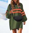 thumbnail image 2 of Yuhangmm Womens Hoodies Pullover Womens Oversized Striped Sweatshirt Long Sleeve Crew Neck Casual Pullover Tunic Tops with Cozy Warm Material Army Green M, 2 of 7