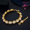 thumbnail image 5 of Glitter 18k Yellow Gold Plated Round Cubic Zirconia Bracelet for Bridal Wedding, 5 of 9
