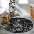 thumbnail image 4 of Black Coastal Round Living Room Rugs 4 ft, Starfish Shell Coral Seahorse Washable Area Rug with Non-Slip Sturdy Edge Binding Round Carpet for Entryway Kitchen Bedroom Bathroom, 4 of 9