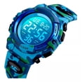 thumbnail image 1 of Reloj Niños Deportivo Led Contra Agua Camuflaje Militar Nado Color De La Correa Azul Claro, 1 of 8