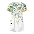 thumbnail image 5 of Raeneomay Summer Tops Curved Hem Flowy Shirts Women's Casual Round Neck Casual Button Printed Short Sleeve Blouse Short Sleeve Round Neck Blouse/Shirt, 5 of 5